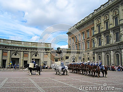 The ceremony of changing the Royal Guard in Stockholm, Sweden Editorial Stock Photo