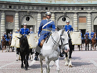 The ceremony of changing the Royal Guard in Stockholm, Sweden Editorial Stock Photo