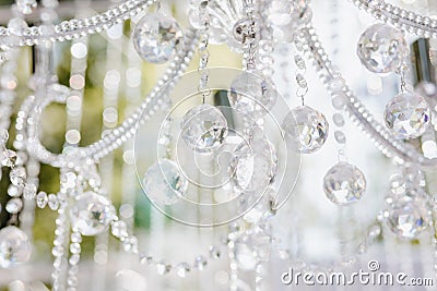 Ceremony Decoration Sparkle Crystal on Chandelier Stock Photo