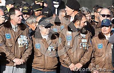 Ceremony for the historic takeover of the Falkland Islands in 1982 Editorial Stock Photo