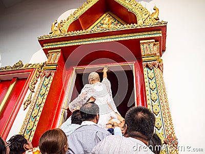 The ceremony of ordinations to touch the edge of the church before the ceremony to be valid Editorial Stock Photo