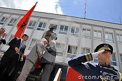 Ceremony uncovered Monument Adem Jashari in the town square in Dragash Editorial Stock Photo