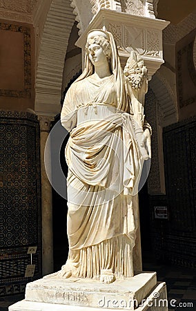 Ceres, marble sculpture, Palace House of Pilate, Sevilla, Spain Stock Photo