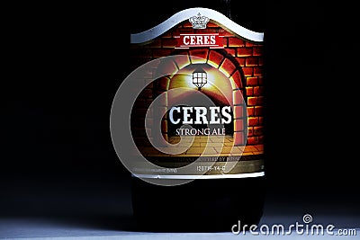 Ceres Strong Ale, Denmark beer, isolated, copy space Editorial Stock Photo