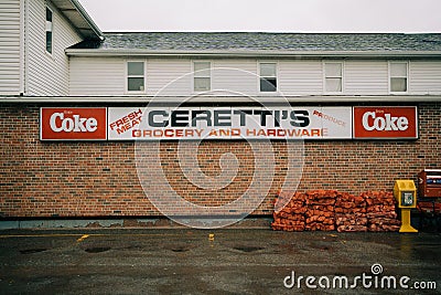 Cerettis Grocery And Hardware vintage sign, Borden-Carleton, Prince Edward Island, Canada Editorial Stock Photo