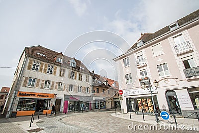 Cernay Downtown, France Editorial Stock Photo