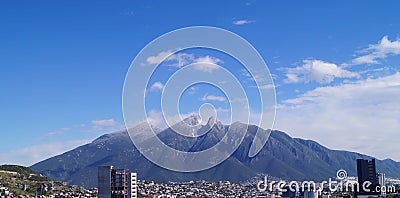 Cerro de la Silla with Ice on winter Stock Photo