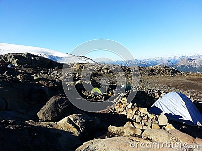 Cerro Tronador`s camp site Stock Photo