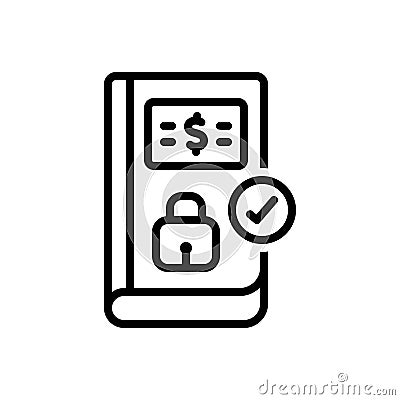 Black line icon for Certain, security and fixed Vector Illustration