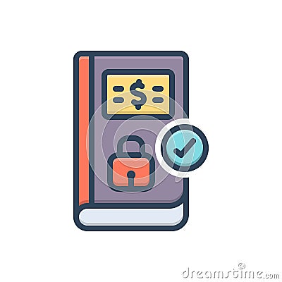 Color illustration icon for Certain, security and book Cartoon Illustration