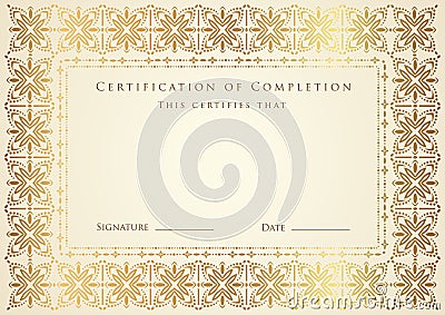 Certificate / Diploma award template. Pattern Vector Illustration