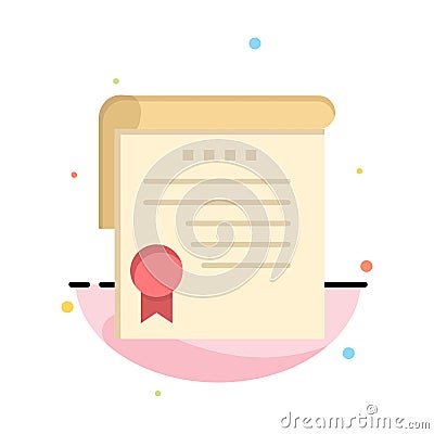Certificate, Achievement, Degrees, Award Abstract Flat Color Icon Template Vector Illustration