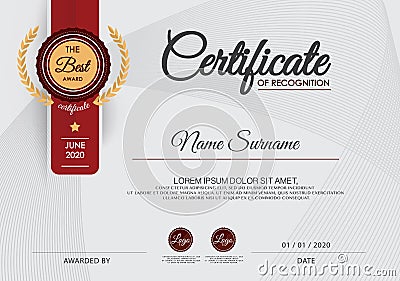 Certificate of achievement frame design template, blue. Vector Illustration