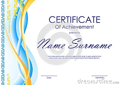 Certificate of achievement template Vector Illustration