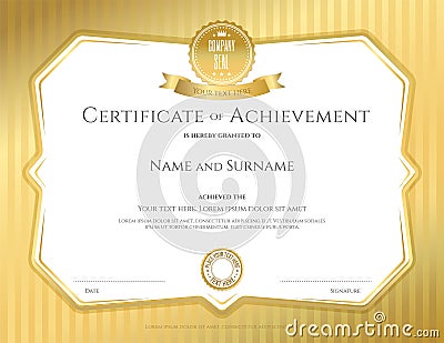 Certificate of achievement template in vector with applied Thai Vector Illustration