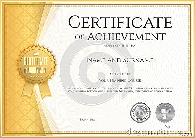 Certificate of achievement template in vector Vector Illustration