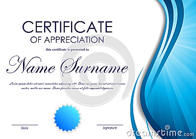 Certificate of appreciation template Vector Illustration