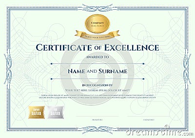Certificate of appreciation template with gold award ribbon on a Vector Illustration