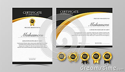 A4 certificate award templates, vertical and horizontal Vector Illustration