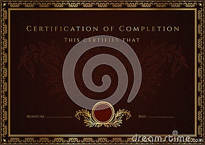 Certificate / Diploma award template. Pattern Vector Illustration