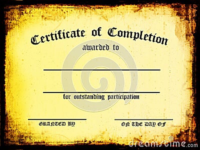 Certificate of Completion Stock Photo