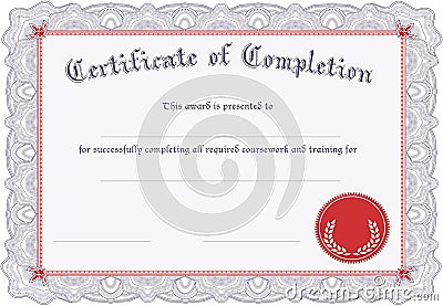 Certificate of Completion Stock Photo