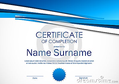 Certificate of completion template Vector Illustration