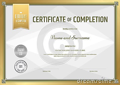 Certificate of completion template in vector Vector Illustration