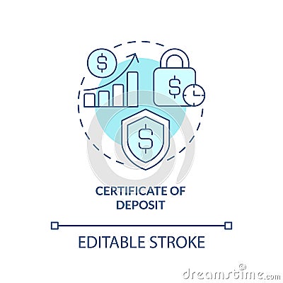 Certificate of deposit turquoise concept icon Vector Illustration