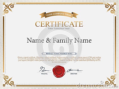 Certificate Design Template. Vector Illustration