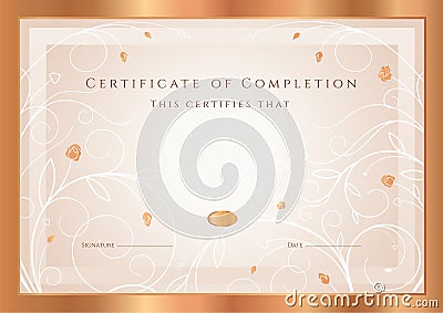 Certificate / Diploma award template. Frame Vector Illustration