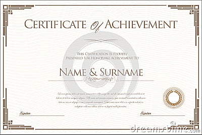 Certificate or diploma retro design Vector Illustration