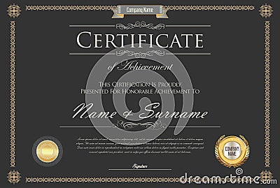 Certificate or diploma retro design Vector Illustration