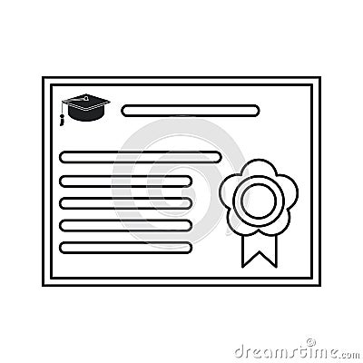 Certificate diploma school icon thin line Vector Illustration