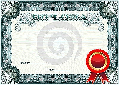 Certificate, Diploma template. Award pattern. Stock Photo