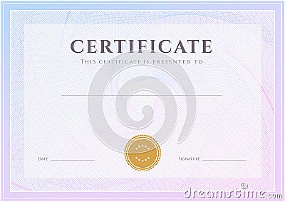 Certificate, Diploma template. Award pattern Vector Illustration