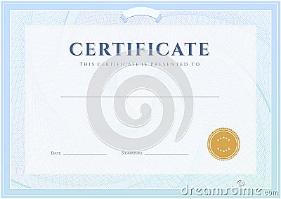 Certificate, Diploma template. Award pattern Vector Illustration