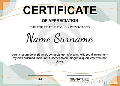 certificate document achievement background template vector design creative Vector Illustration