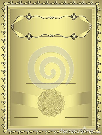 Certificate Gold frame Vector Illustration