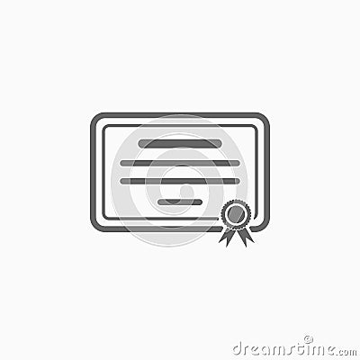 certificate icon, diploma, credentials, qualification Vector Illustration