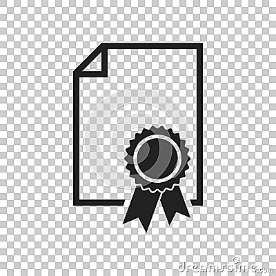 Certificate icon. Diploma symbol. Flat vector illustration on is Vector Illustration