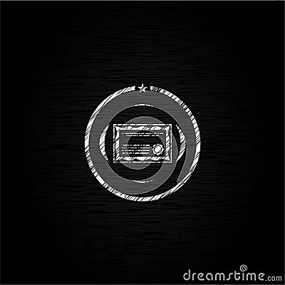 Certificate icon inside chalk emblem written on a blackboard Vector Illustration