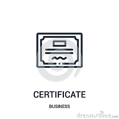 certificate icon vector from business collection. Thin line certificate outline icon vector illustration. Linear symbol Vector Illustration