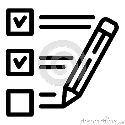 Certificate list pen write icon, outline style Vector Illustration