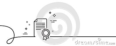 Certificate Medal icon. Diploma achievement. Continuous line with curl. Vector Vector Illustration