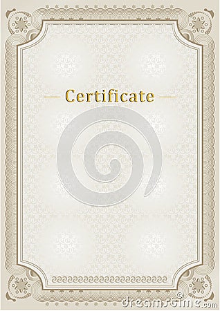 Certificate. Official document. Official border. Stock Photo