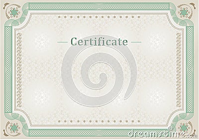 Certificate. Official document. Official border. Vector Illustration