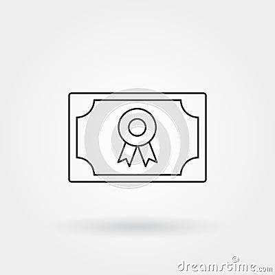 Certificate paper single isolated icon with modern line or outline style Vector Illustration