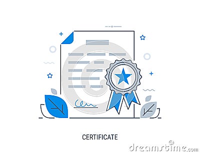 Product certification. Editable stroke Vector Illustration