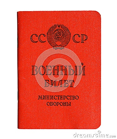 Certificate of Soviet Union serviceman isolated on white background Stock Photo